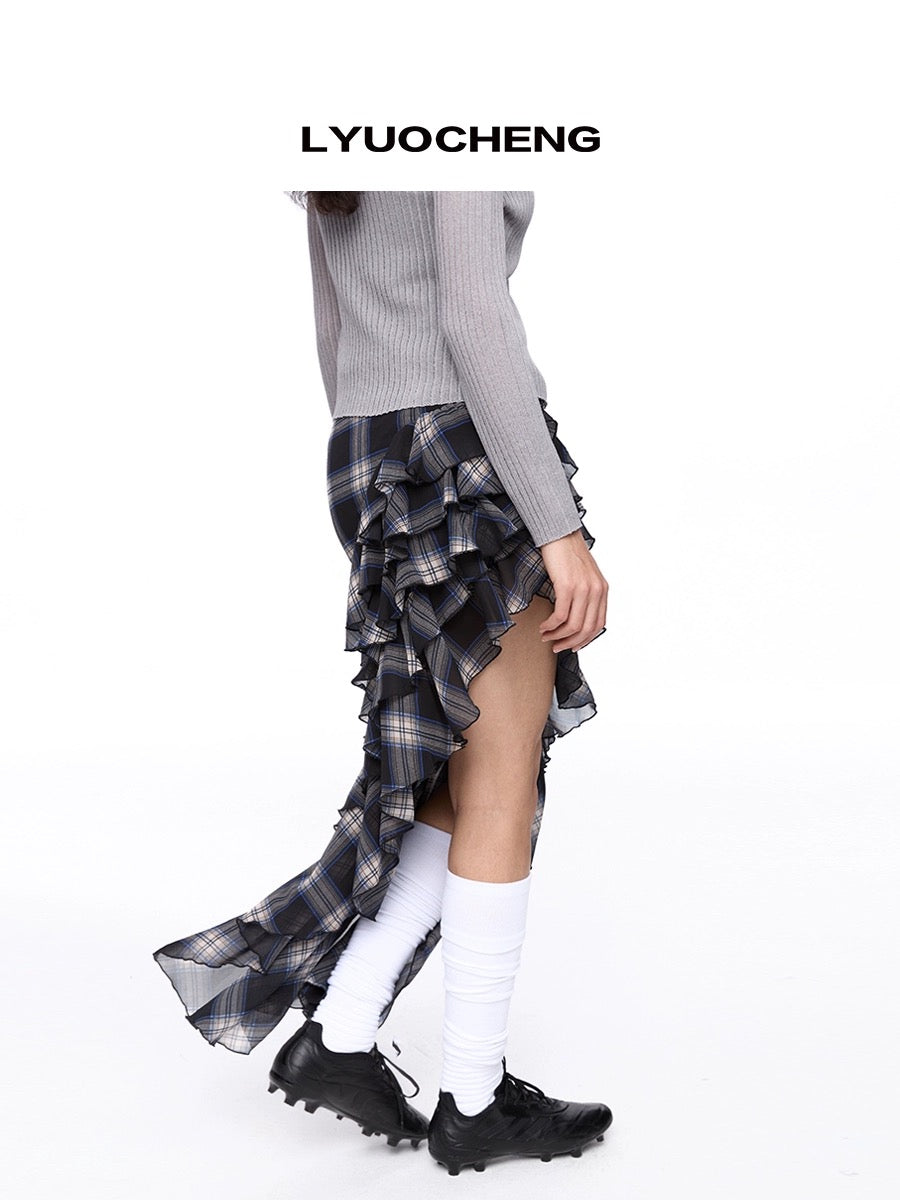 Ruffled Plaid Skirt