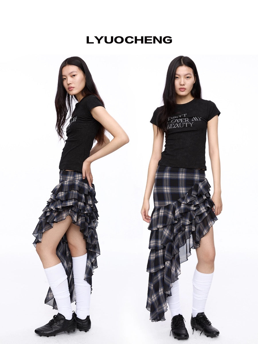 Ruffled Plaid Skirt