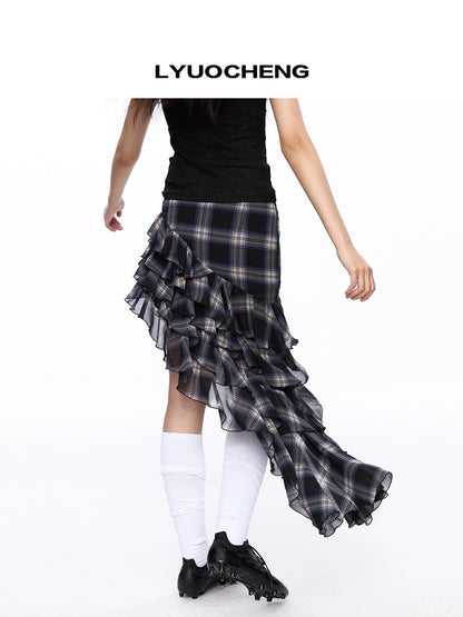 Ruffled Plaid Skirt